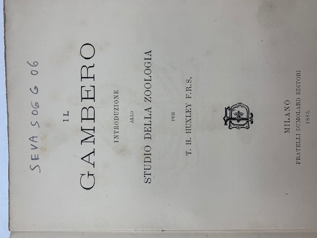 Il gambero. Introduzione allo studio della zoologia